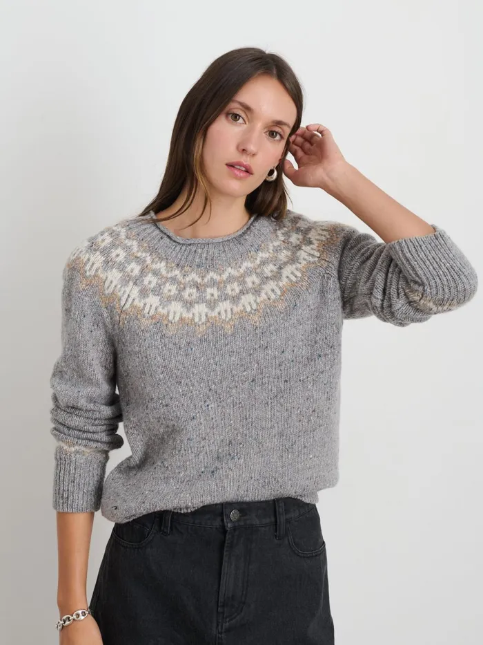 Alex Mill Sweaters Women Jamie Fair Isle Sweater Heather Grey