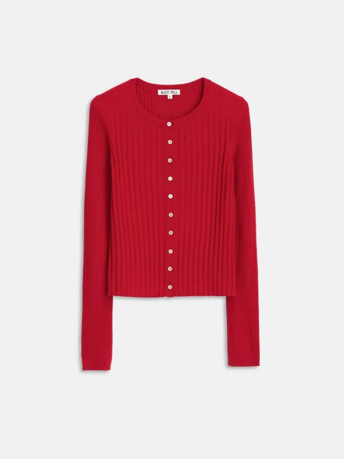 Alex Mill Sweaters Women Kristin Ribbed Cardigan Crimson
