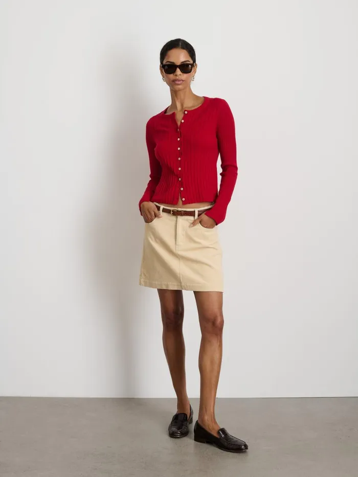 Alex Mill Sweaters Women Kristin Ribbed Cardigan Crimson