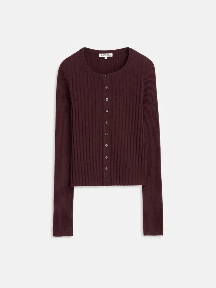 Alex Mill Sweaters Women Kristin Ribbed Cardigan Mahogany