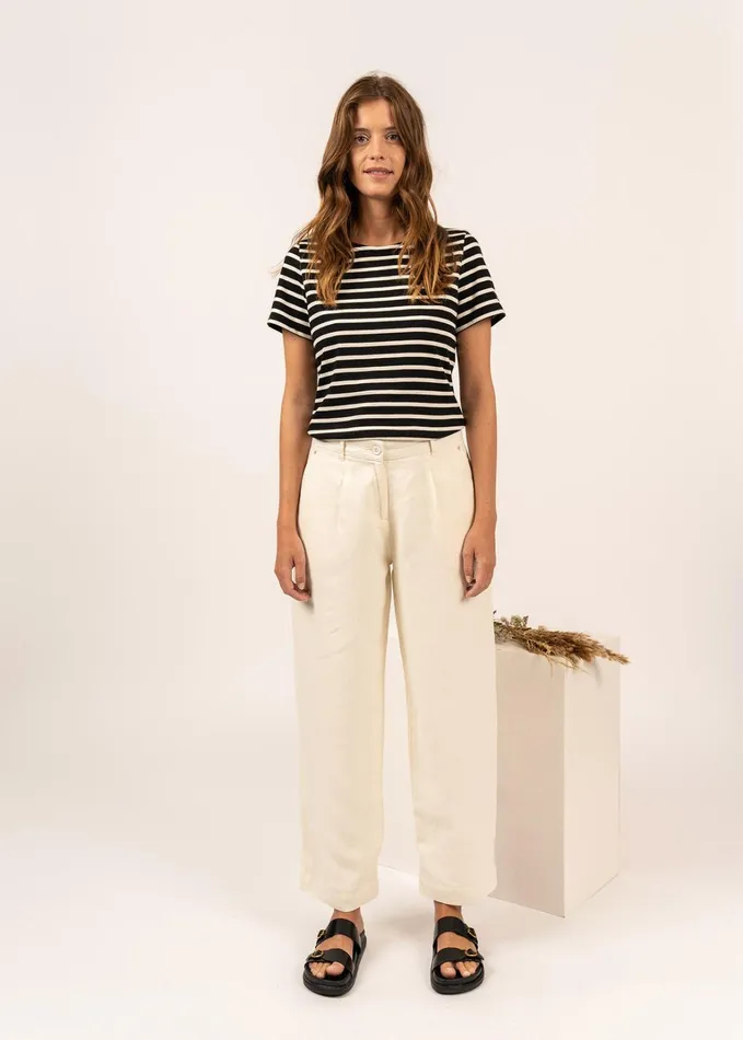 Aline StraightLeg Pants 100 Linen Ivory Women Saint James Dresses Skirts and Pants Aline StraightLeg Pants 100 Linen Ivory Women Saint James Dresses Skirts and Pants