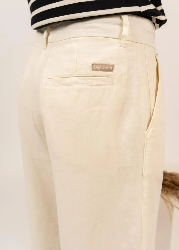Aline StraightLeg Pants 100 Linen Ivory Women Saint James Dresses Skirts and Pants