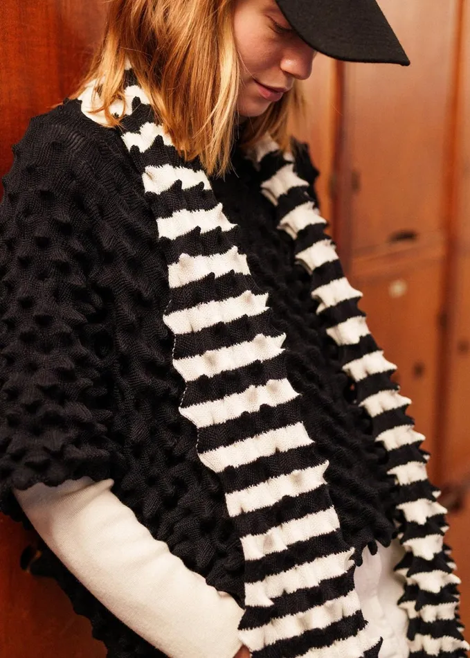 Alveole Poncho Fancy Knit Poncho Navy Women Saint James Sweaters Cardigans and Jackets Alveole Poncho Fancy Knit Poncho Navy Women Saint James Sweaters Cardigans and Jackets