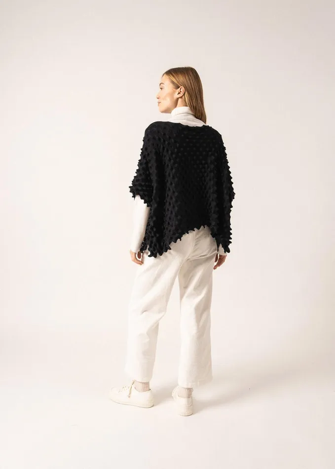 Alveole Poncho Fancy Knit Poncho Navy Women Saint James Sweaters Cardigans and Jackets