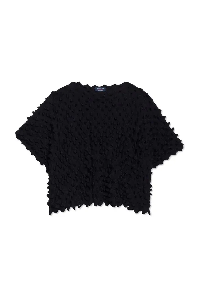 Alveole Poncho Fancy Knit Poncho Navy Women Saint James Sweaters Cardigans and Jackets