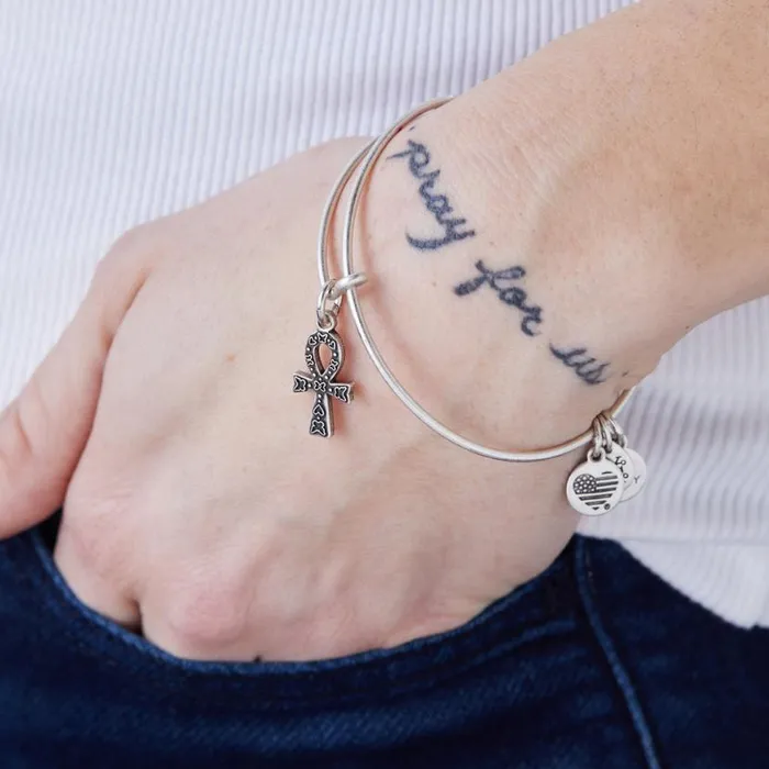 Ankh Charm Bangle Bracelet Rafaelian Silver Women Alex And Ani Spiritual Religious Ankh Charm Bangle Bracelet Rafaelian Silver Women Alex And Ani Spiritual Religious