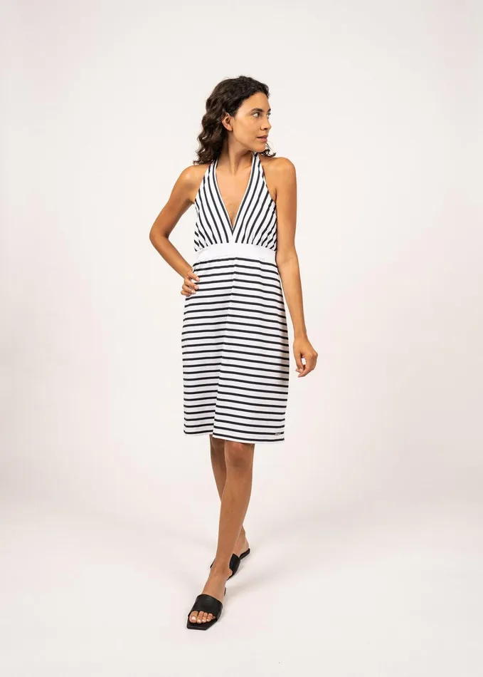 Antibes Backless Breton Striped Dress By Romain Brifault Whitenavy Women Saint James Dresses Skirts and Pants