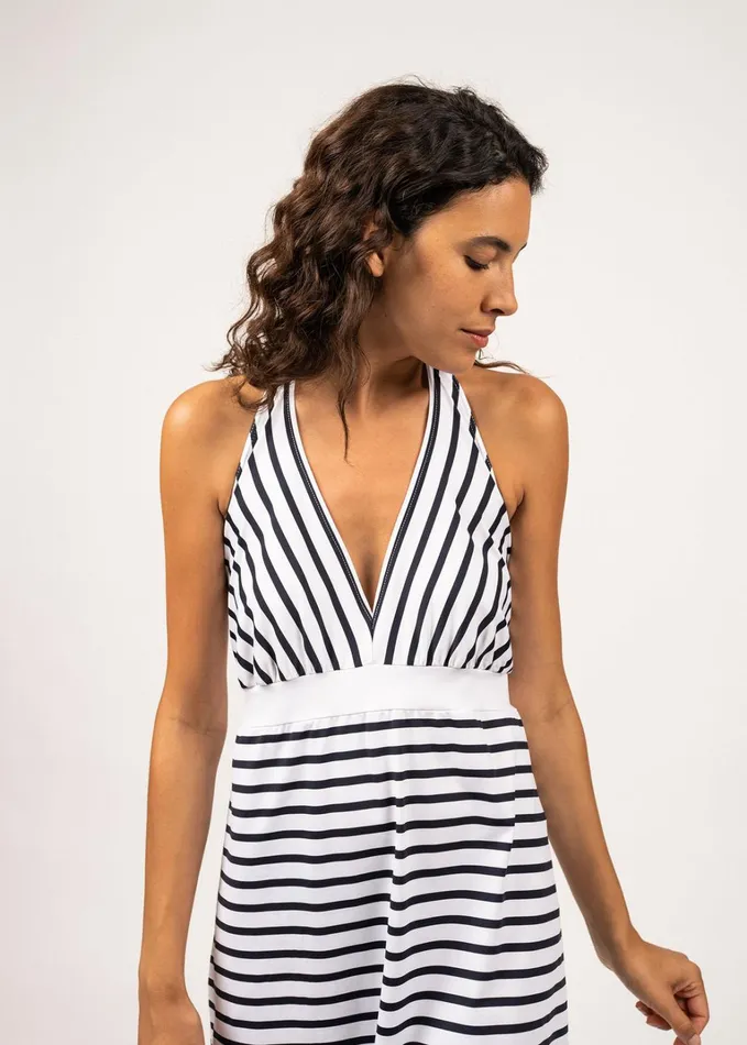 Antibes Backless Breton Striped Dress By Romain Brifault Whitenavy Women Saint James Dresses Skirts and Pants