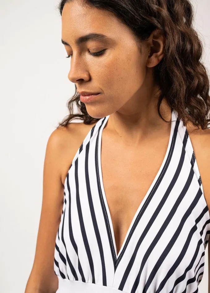 Antibes Backless Breton Striped Dress By Romain Brifault Whitenavy Women Saint James Dresses Skirts and Pants
