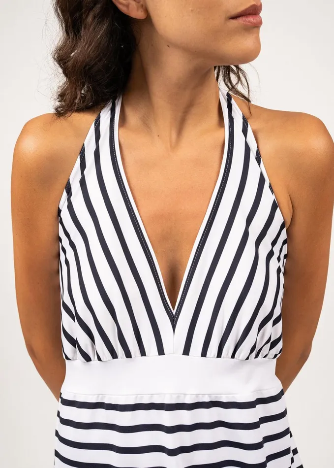 Antibes Backless Breton Striped Dress By Romain Brifault Whitenavy Women Saint James Dresses Skirts and Pants