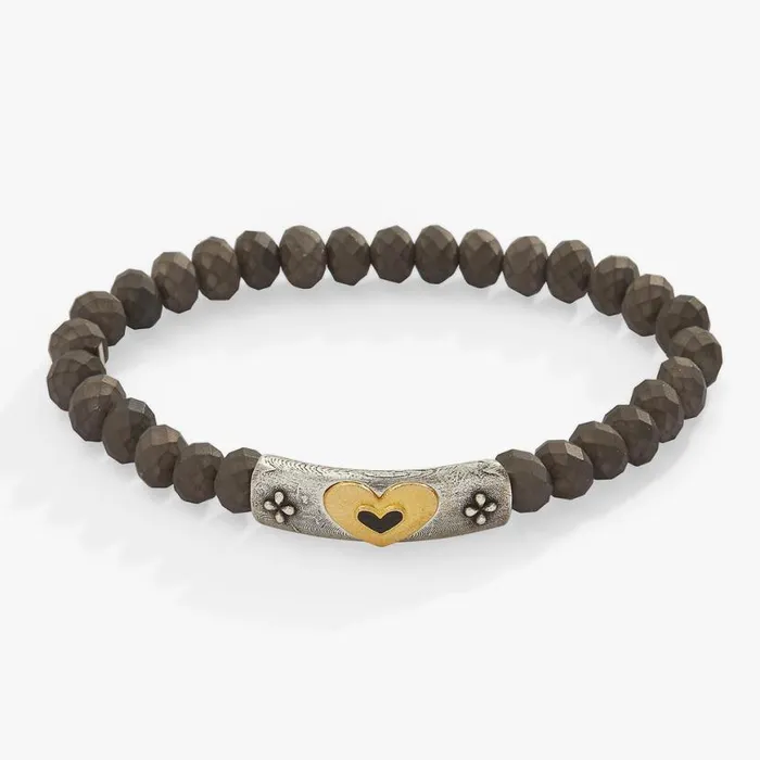 Antique Heart Stretch Bracelet Two Tone Women Alex And Ani Bracelets