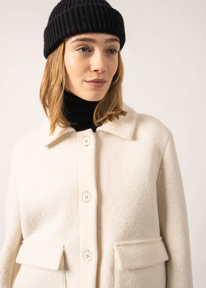 Ardeche Boiled Wool Jacket With Patch Pockets Winterwhite Women Saint James Aw24