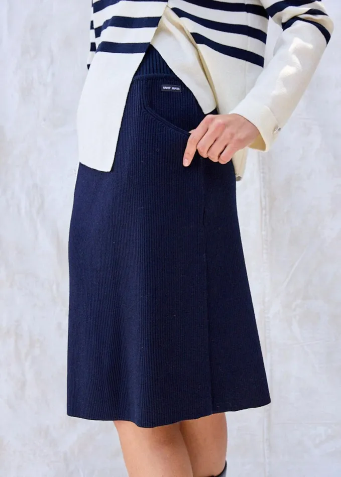 Artigues Wool Skirt With Pockets And Back Slit Navy Women Saint James Dresses Skirts and Pants