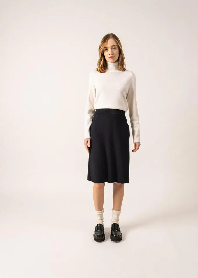 Artigues Wool Skirt With Pockets And Back Slit Navy Women Saint James Dresses Skirts and Pants