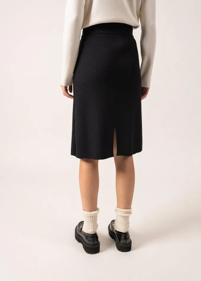 Artigues Wool Skirt With Pockets And Back Slit Navy Women Saint James Dresses Skirts and Pants