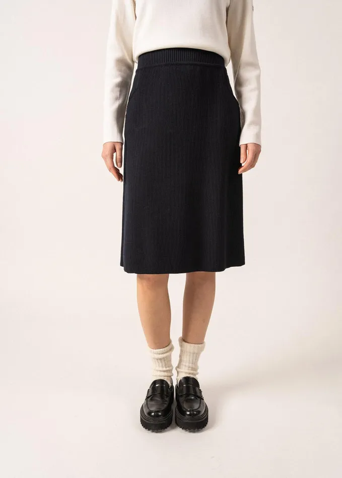 Artigues Wool Skirt With Pockets And Back Slit Navy Women Saint James Dresses Skirts and Pants