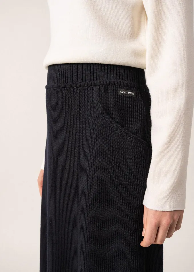 Artigues Wool Skirt With Pockets And Back Slit Navy Women Saint James Dresses Skirts and Pants