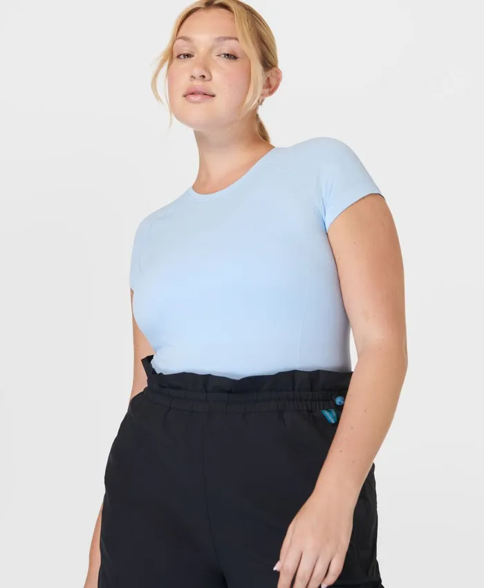 Ascend Athlete Seamless Workout TShirt X Sweaty Betty Breeze Blue Women Merrell Tops