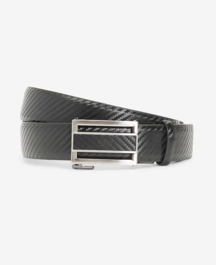 Bags and Belts Men Kenneth Cole Textured Tracklock Belt Carbon Fiber