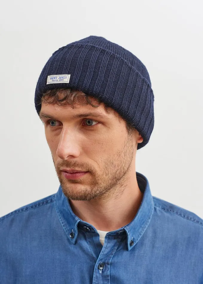 Barbaresque Heavy Stitch Wool Stocking Cap Navy Men Saint James