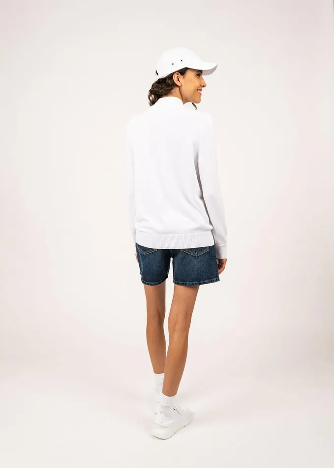 Barcelone Cotton Cardigan FullZip White Women Saint James Sweaters Cardigans and Jackets