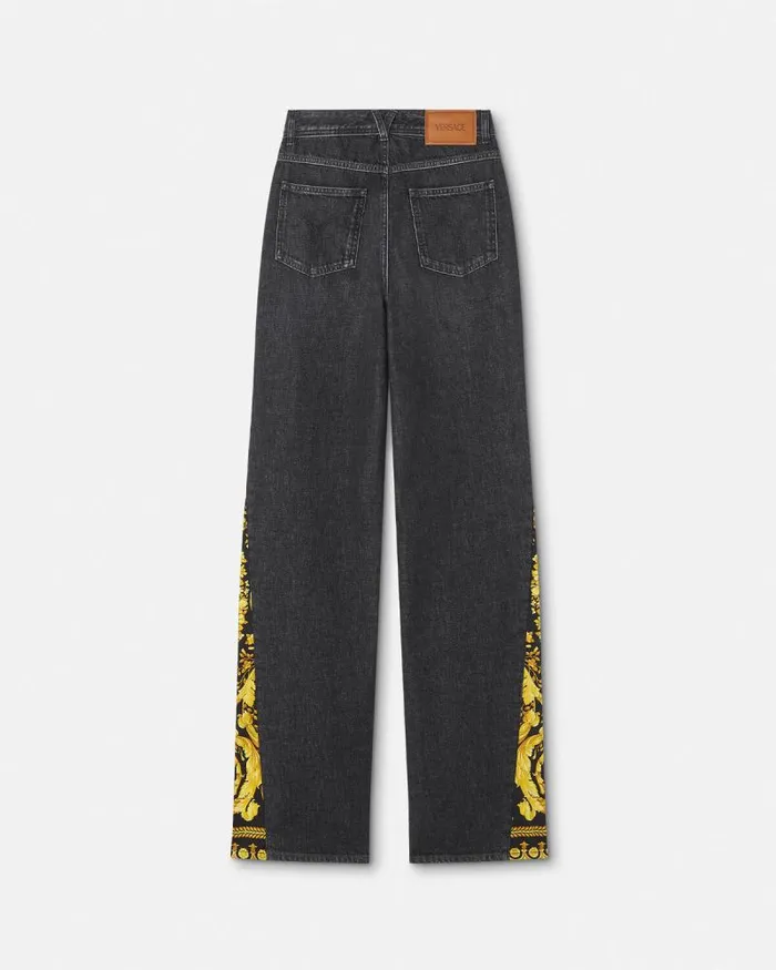 Barocco Boyfriend Jeans Blackprint Women Versace Pants and Shorts