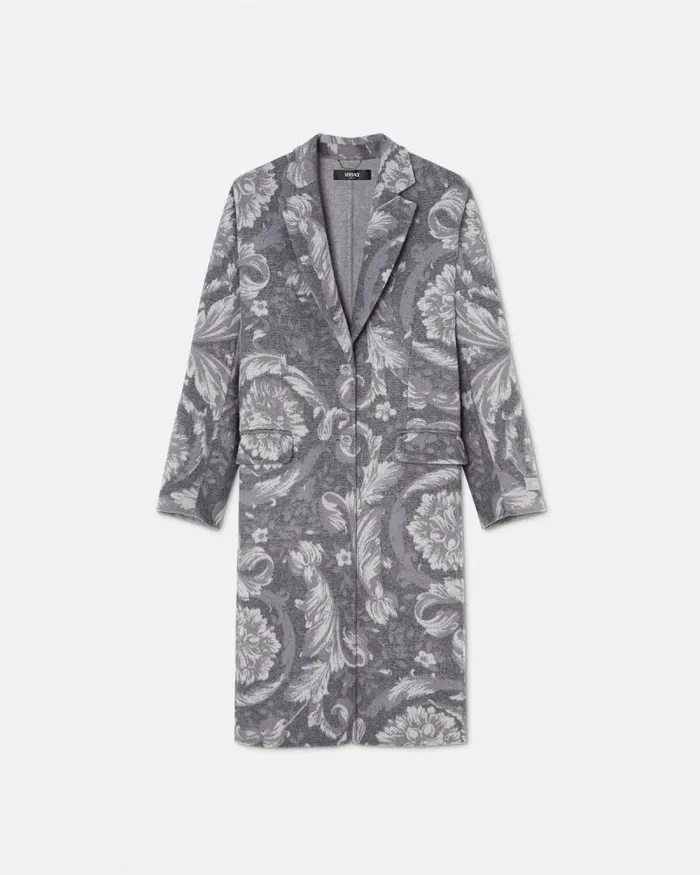 Barocco CashmereBlend Overcoat Gray Women Versace Outerwear and Coats