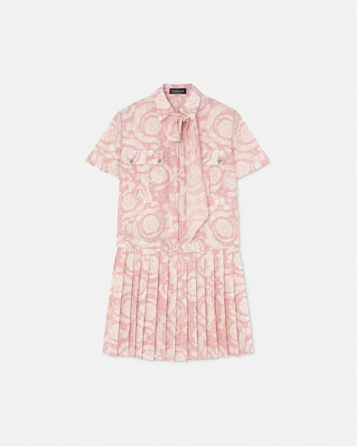Barocco Lavallire Silk Crpe Mini Dress White Women Versace Dresses