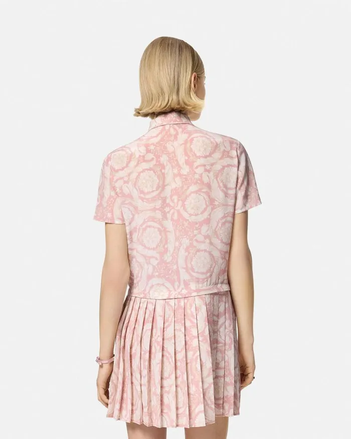 Barocco Lavallire Silk Crpe Mini Dress White Women Versace Dresses