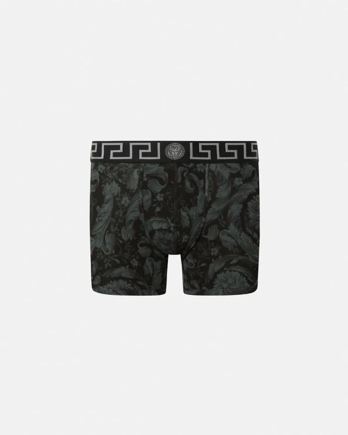 Barocco Long Trunks Black Men Versace Boxers