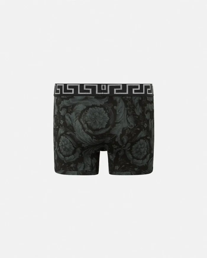 Barocco Long Trunks Black Men Versace Boxers