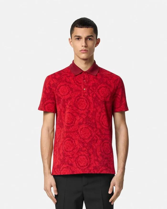 Barocco Polo Shirt Red Men Versace TShirts and Polos