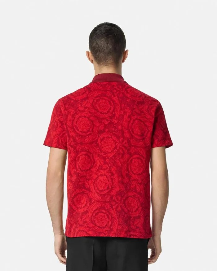 Barocco Polo Shirt Red Men Versace TShirts and Polos