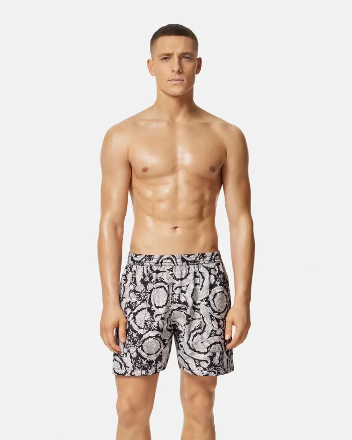 Barocco Reversible Boardshorts Blackprint Men Versace Swimwear