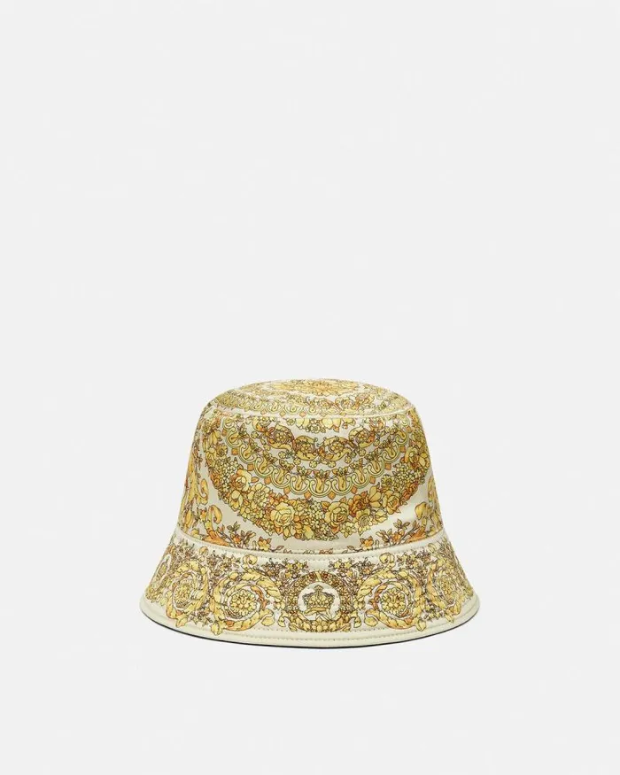 Barocco Reversible Bucket Hat Yellowprint WomenMen Versace Hats and Caps