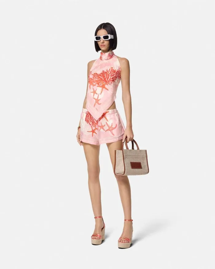 Barocco Sea CoverUp Shorts Pinkprint Women Versace Beach Clothing and Accessories