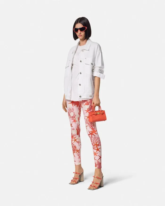 Barocco Sea Leggings Pinkprint Women Versace Pants and Shorts