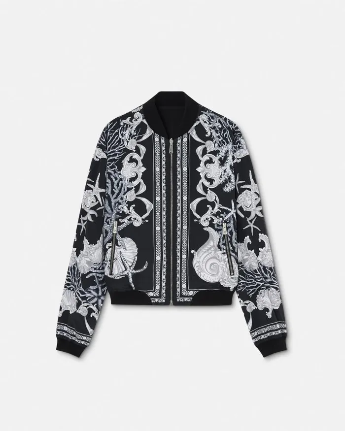 Barocco Sea Reversible Jacket Blackprint Men Versace Jackets and Coats