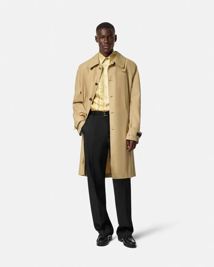 Barocco Silk Shirt Yellowprint Men Versace Shirts