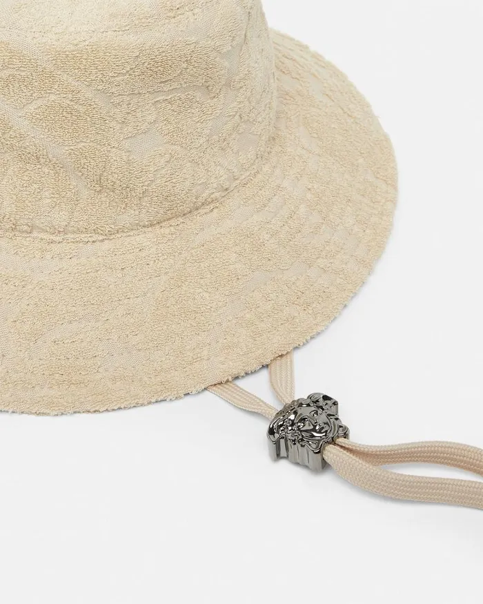Barocco Towel Bucket Hat Beige WomenMen Versace Hats and Caps