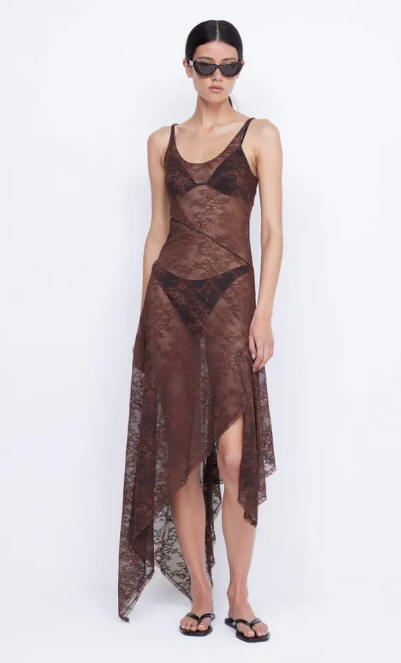 Bec Bridge ADONIA ASYM MIDI DRESS 8211 CHOCOLATE Women Midi Dresses