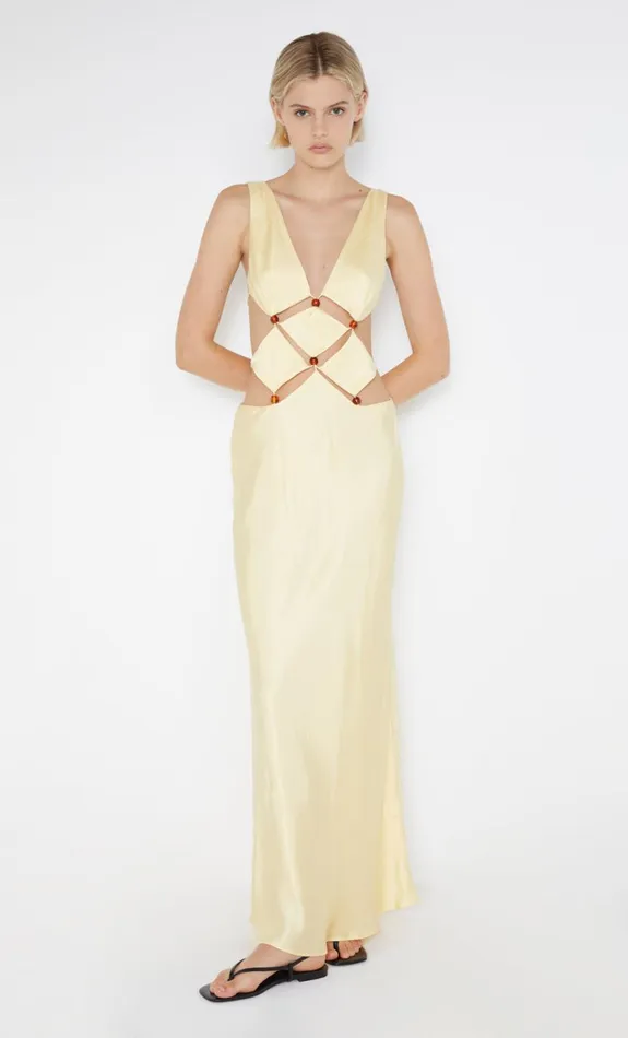 Bec Bridge AGATHE DIAMOND DRESS 8211 BUTTER YELLOW Women Maxi Dresses