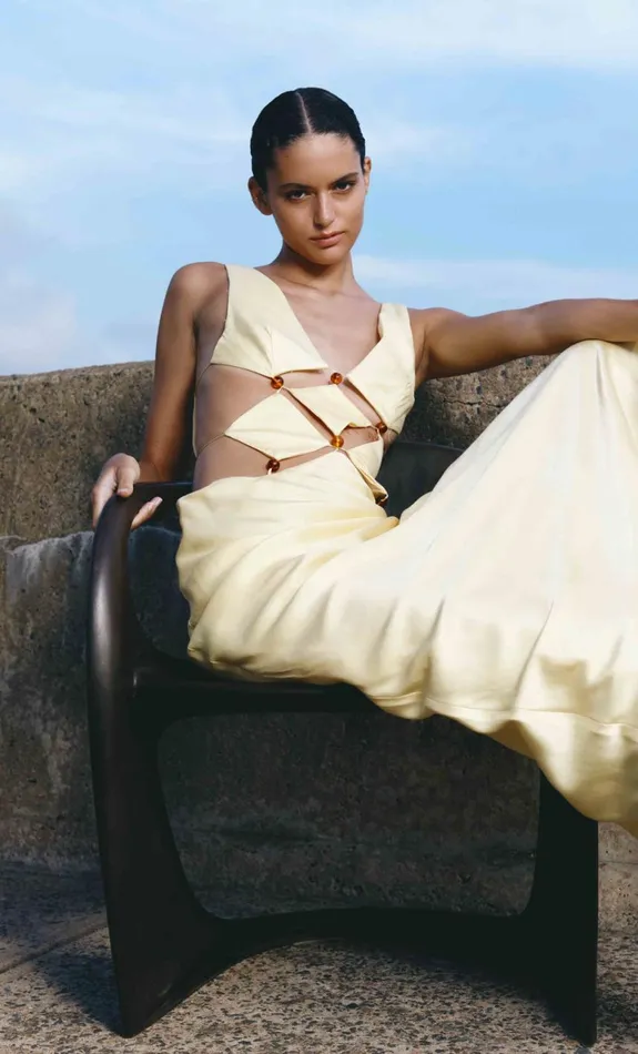 Bec Bridge AGATHE DIAMOND DRESS 8211 BUTTER YELLOW Women Wedding Guest