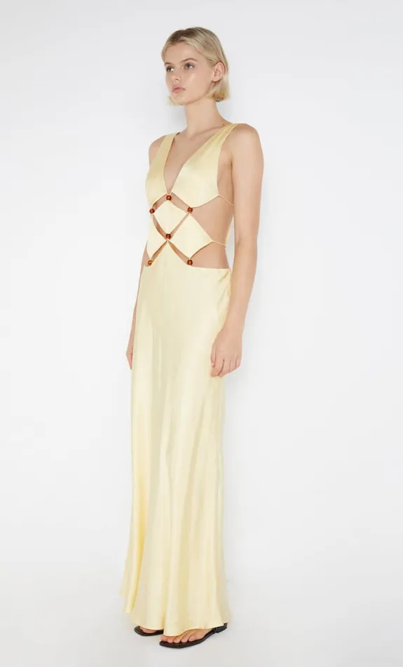 Bec Bridge AGATHE DIAMOND DRESS 8211 BUTTER YELLOW Women Wedding Guest