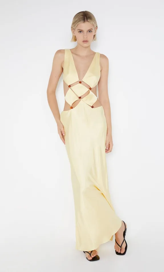 Bec Bridge AGATHE DIAMOND DRESS 8211 BUTTER YELLOW Women Wedding Guest