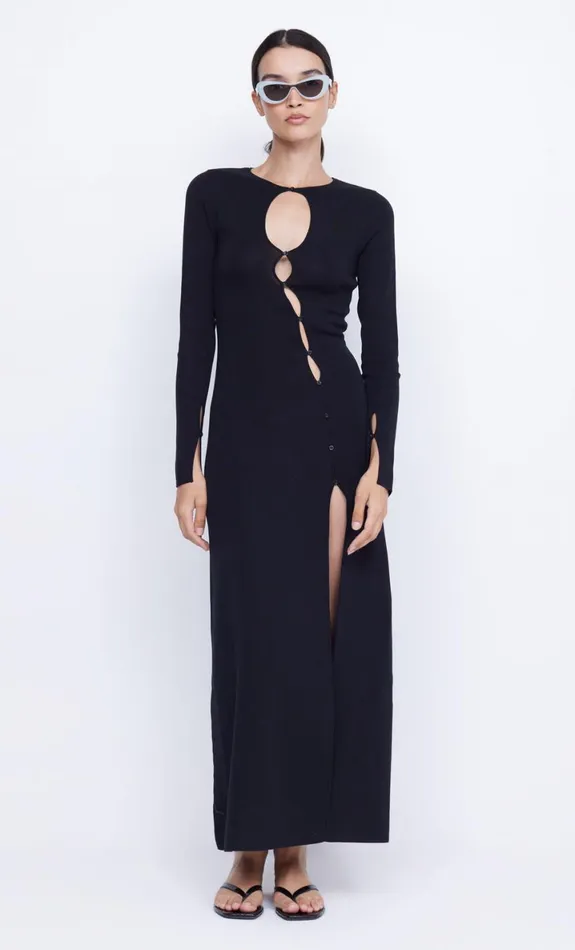 Bec Bridge ALIENOR KEY HOLE KNIT DRESS 8211 BLACK Women Maxi Dresses