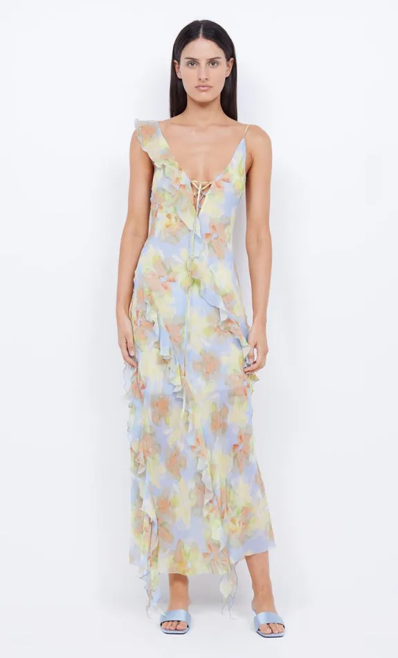 Bec Bridge COURTNEY FRILL MAXI DRESS 8211 BLUE BLOSSOM Women Maxi Dresses