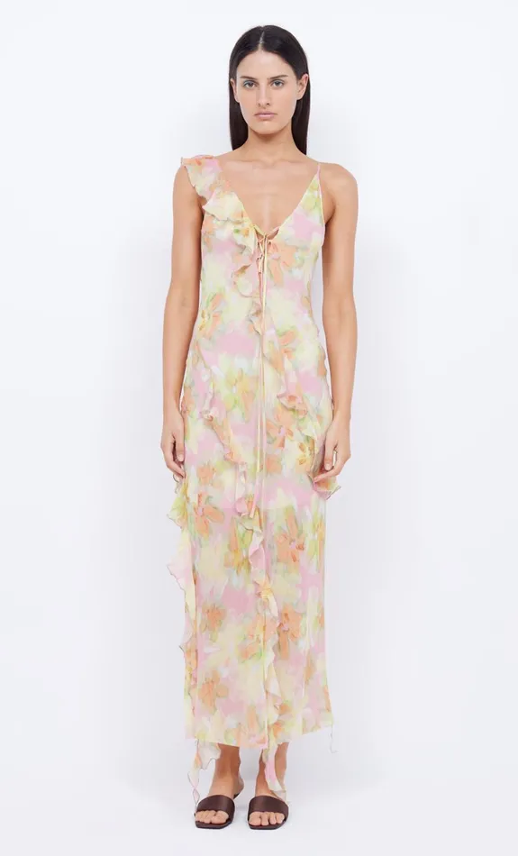 Bec Bridge COURTNEY FRILL MAXI DRESS 8211 PINK BLOSSOM Women Prom Dresses