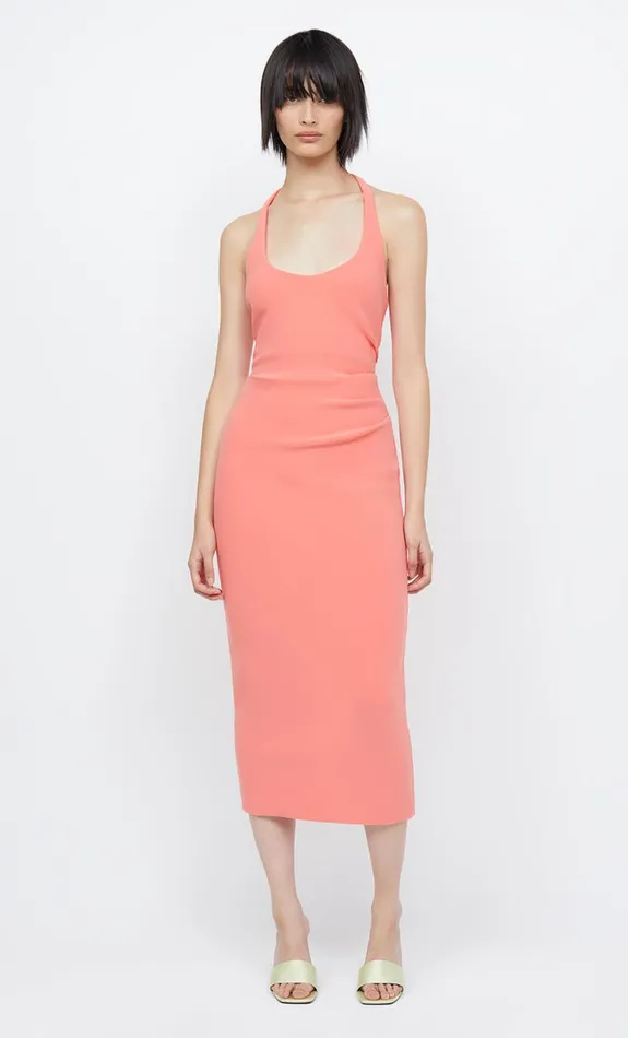 Bec Bridge CYNDIE HALTER MIDI DRESS 8211 CORAL Women Midi Dresses