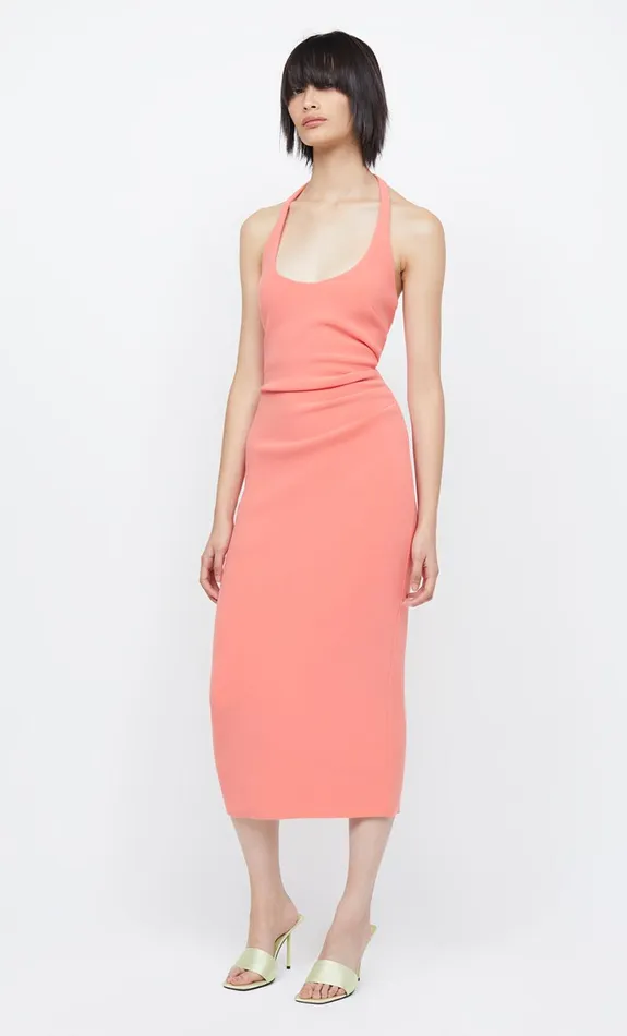 Bec Bridge CYNDIE HALTER MIDI DRESS 8211 CORAL Women Midi Dresses